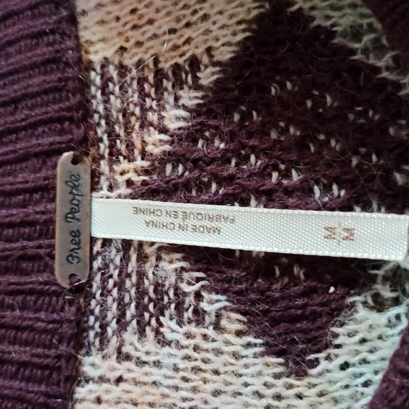 Free People Diamond Days Rainbow Sweater Purple Rust Boho Cotton Wool Mohair Med - Picture 12 of 13